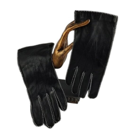 Grandoe Accessories - Grandoe 100% Leather Gloves Black Vintage EUC Size 7 / Small Lined